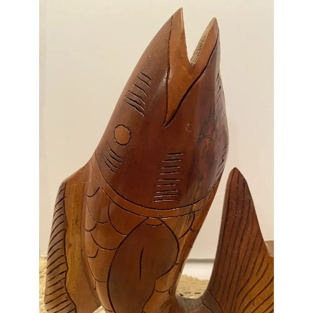 Vintage Hand Carved‎ Wooden Sculptured Fish 13